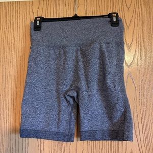 Gray/blue biker shorts with butt scrunch